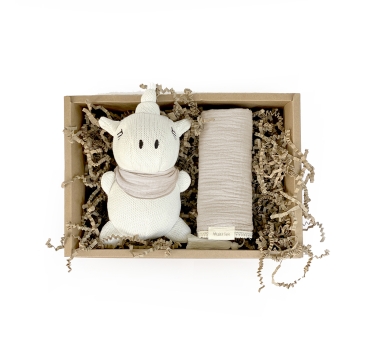 Mrs Ertha Geschenkset Unicorn mit Musselintuch - Ivory