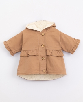 Play Up Baby Twill-Parka mit Teddyfutter - hellbraun