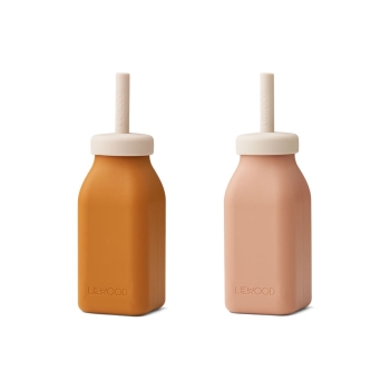 Erika Milchshake Flasche 2-er-Pack - Senf/dunkelrosa